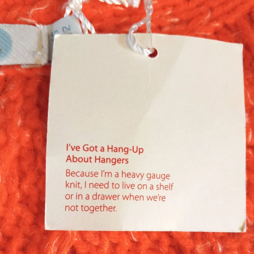 Boden | Wool Alpaca Mohair Cream & Neon Orange Cable-Knit Tunic Sweater UNIQUE - Picture 7 of 11
